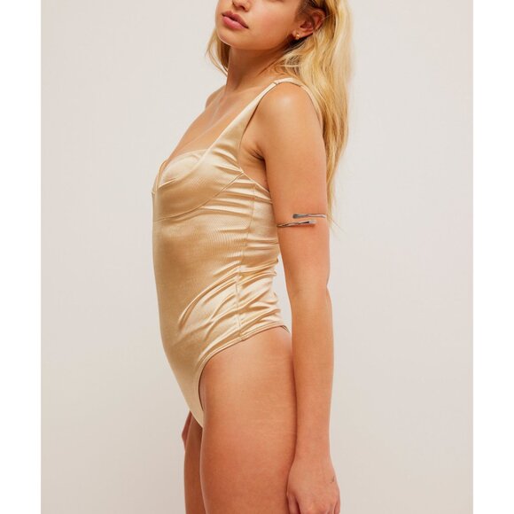 Free People Gold Satin Bodysuit - Picture 2 of 6